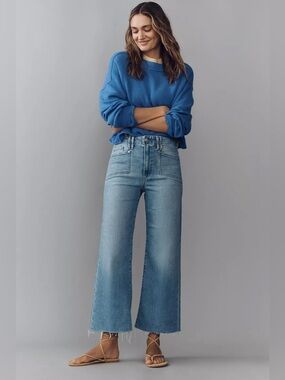 Paige Anessa Wide Leg Ankle Raw Hem High Rise Size 29 New With Tags